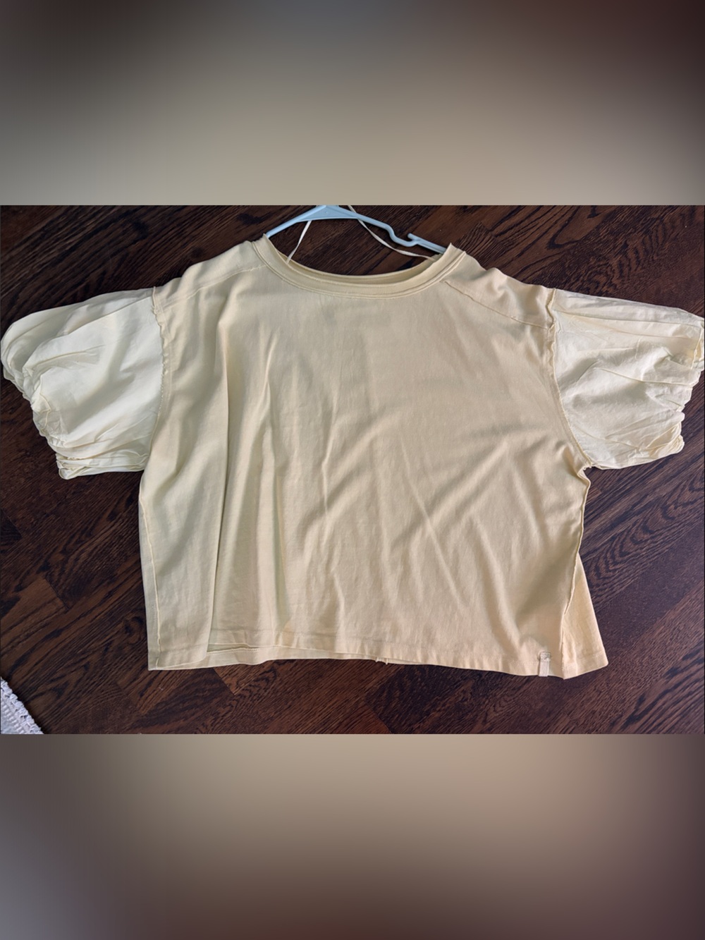 We The Free Pale Yellow Puff Sleeve Tee